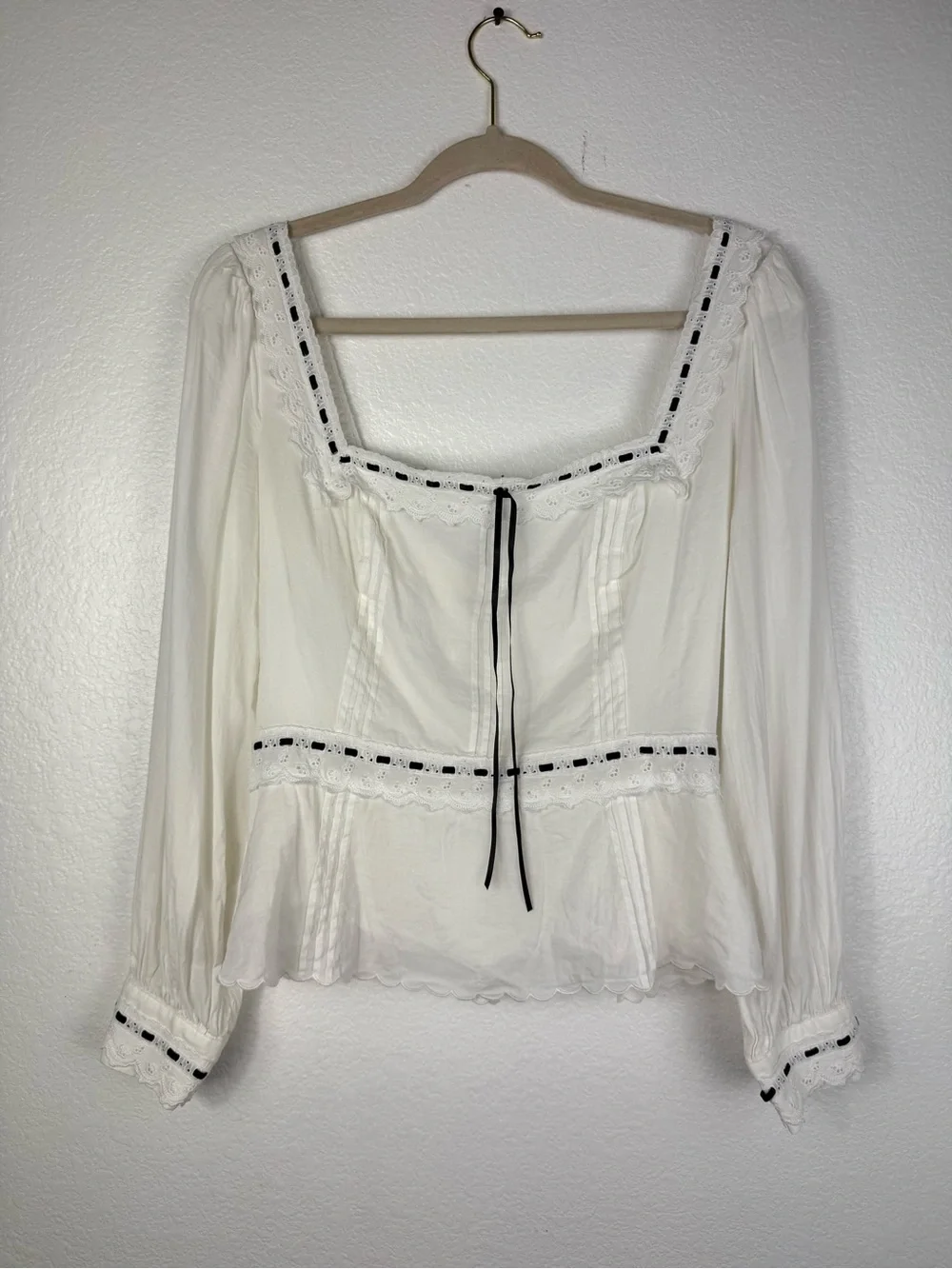 Reformation Haisley Top In White longsleeve size 10